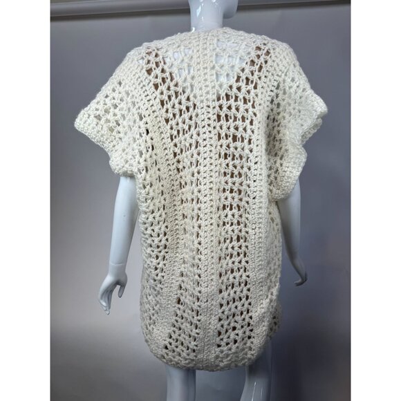 Handmade Crochet Vintage Vest  OS Cream  Crochet Polyester Blend - Picture 15 of 16